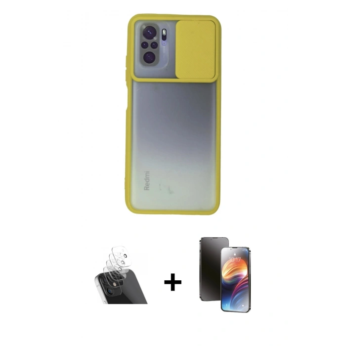 MARSİLYAN™- Redmi Note 10 Kılıf Vadi Çizgi - Siyah 3D Antistatik Mat Seramik Nano Ekran Koruyucu + Kamera Lens Koruma Cam - SF