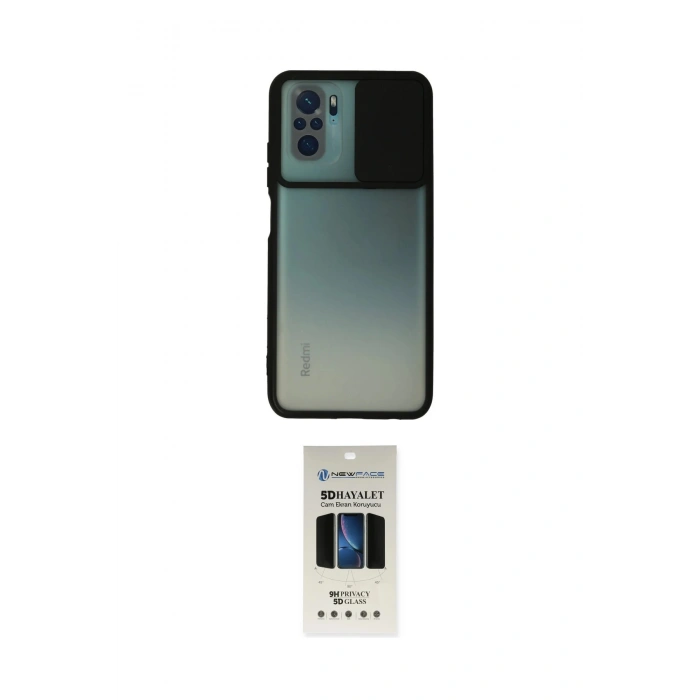 MARSİLYAN™- Redmi Note 10 Kılıf Vadi Çizgi - Siyah 5D Hayalet Cam Ekran Koruyucu