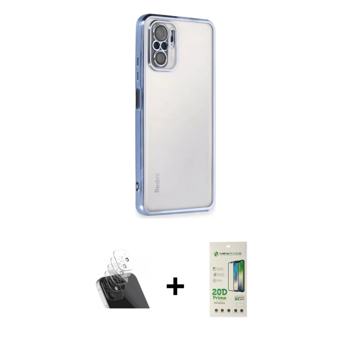 MARSİLYAN™- Redmi Note 10 Kılıf Vadi Minimal - Siyah 20D Premium Cam Ekran Koruyucu + Kamera Lens Koruma Cam - SF