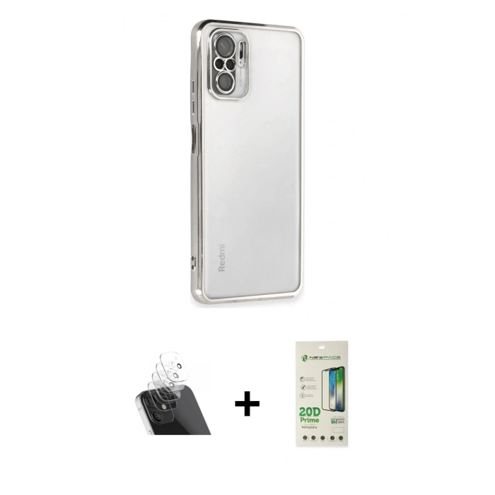 MARSİLYAN™- Redmi Note 10 Kılıf Vadi Minimal - Siyah 20D Premium Cam Ekran Koruyucu + Kamera Lens Koruma Cam - SF