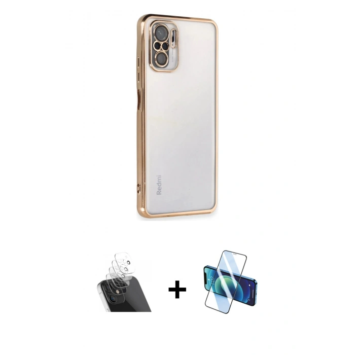 MARSİLYAN™- Redmi Note 10 Kılıf Vadi Minimal - Siyah 3D Antistatik Seramik Nano Ekran Koruyucu + Kamera Lens Koruma Cam - SF