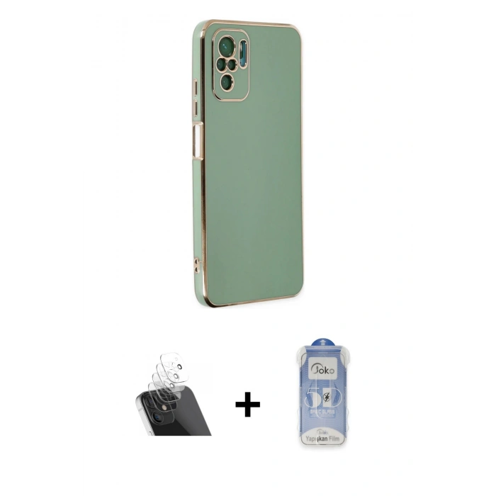 MARSİLYAN™- Redmi Note 10 Kılıf Yankı Serisi - Şeffaf Joko Magic 5D Cam + Kamera Lens Koruma Cam - SF