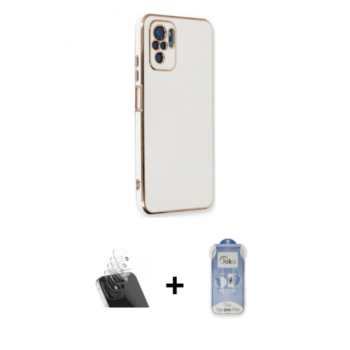 MARSİLYAN™- Redmi Note 10 Kılıf Yankı Serisi - Şeffaf Joko Magic 5D Cam + Kamera Lens Koruma Cam - SF