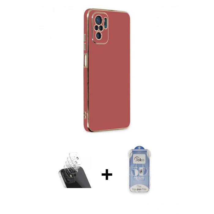 MARSİLYAN™- Redmi Note 10 Kılıf Yankı Serisi - Şeffaf Joko Magic 5D Cam + Kamera Lens Koruma Cam - SF