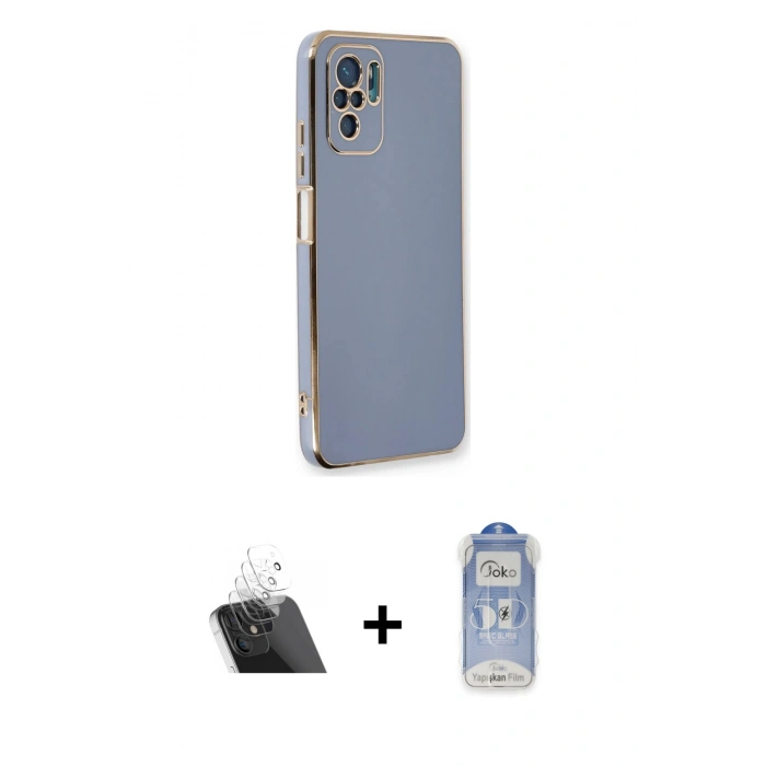MARSİLYAN™- Redmi Note 10 Kılıf Yankı Serisi - Şeffaf Joko Magic 5D Cam + Kamera Lens Koruma Cam - SF