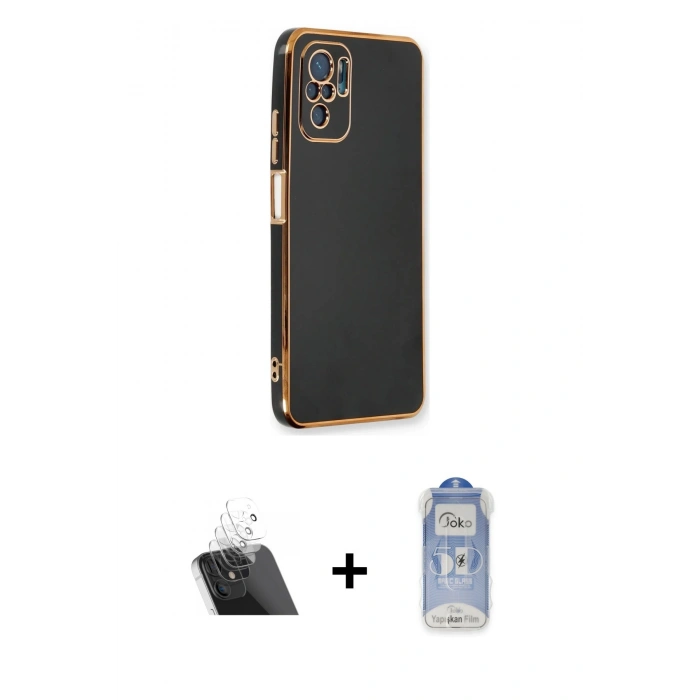 MARSİLYAN™- Redmi Note 10 Kılıf Yankı Serisi - Şeffaf Joko Magic 5D Cam + Kamera Lens Koruma Cam - SF