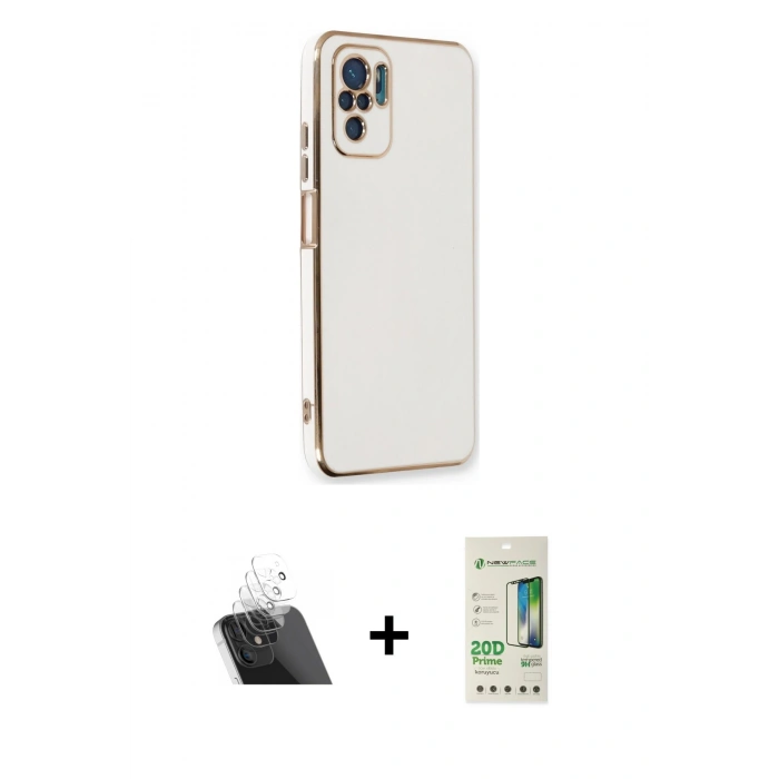MARSİLYAN™- Redmi Note 10 Kılıf Yankı Serisi - Siyah 20D Premium Cam Ekran Koruyucu + Kamera Lens Koruma Cam - SF