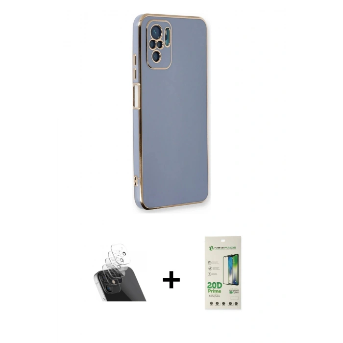 MARSİLYAN™- Redmi Note 10 Kılıf Yankı Serisi - Siyah 20D Premium Cam Ekran Koruyucu + Kamera Lens Koruma Cam - SF
