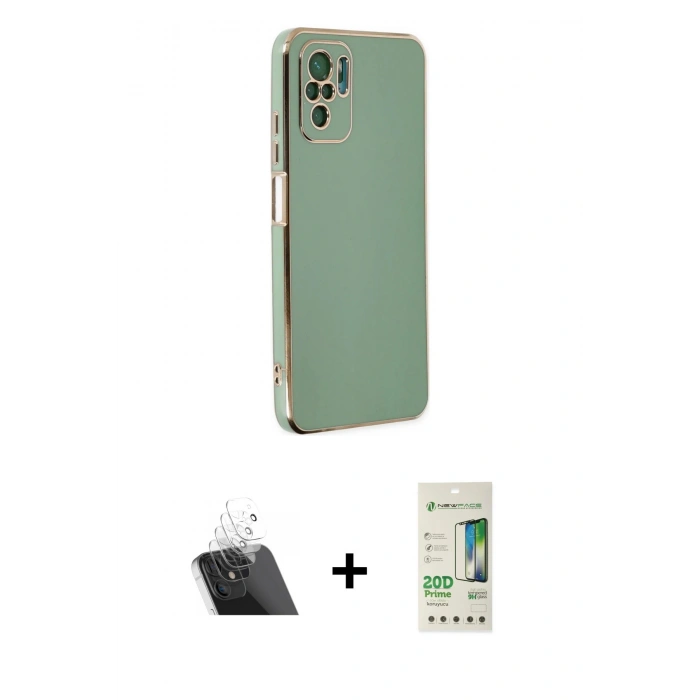 MARSİLYAN™- Redmi Note 10 Kılıf Yankı Serisi - Siyah 20D Premium Cam Ekran Koruyucu + Kamera Lens Koruma Cam - SF