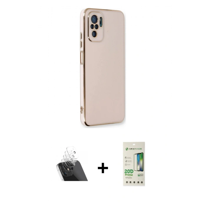 MARSİLYAN™- Redmi Note 10 Kılıf Yankı Serisi - Siyah 20D Premium Cam Ekran Koruyucu + Kamera Lens Koruma Cam - SF
