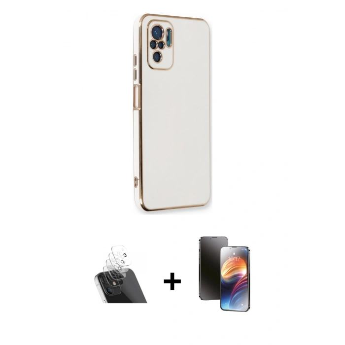 MARSİLYAN™- Redmi Note 10 Kılıf Yankı Serisi - Siyah 3D Antistatik Mat Seramik Nano Ekran Koruyucu + Kamera Lens Koruma Cam - SF