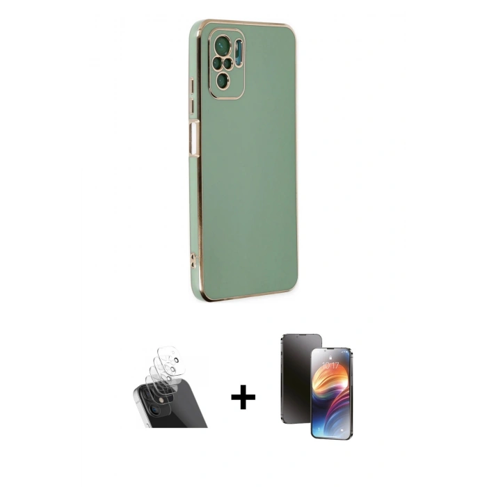 MARSİLYAN™- Redmi Note 10 Kılıf Yankı Serisi - Siyah 3D Antistatik Mat Seramik Nano Ekran Koruyucu + Kamera Lens Koruma Cam - SF