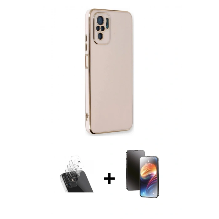 MARSİLYAN™- Redmi Note 10 Kılıf Yankı Serisi - Siyah 3D Antistatik Mat Seramik Nano Ekran Koruyucu + Kamera Lens Koruma Cam - SF