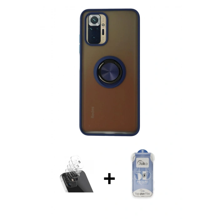 MARSİLYAN™- Redmi Note 10 Kılıf Yörünge Çizgi - Şeffaf Joko Magic 5D Cam + Kamera Lens Koruma Cam - SF