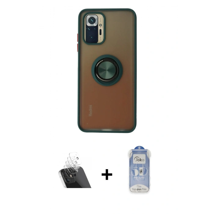MARSİLYAN™- Redmi Note 10 Kılıf Yörünge Çizgi - Şeffaf Joko Magic 5D Cam + Kamera Lens Koruma Cam - SF