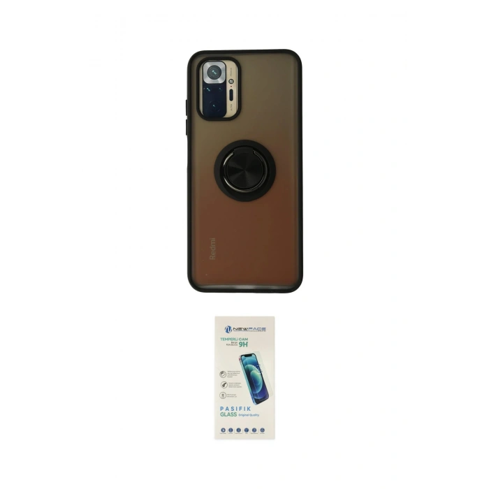 MARSİLYAN™- Redmi Note 10 Kılıf Yörünge Çizgi - Şeffaf Pasifik Cam Ekran Koruyucu