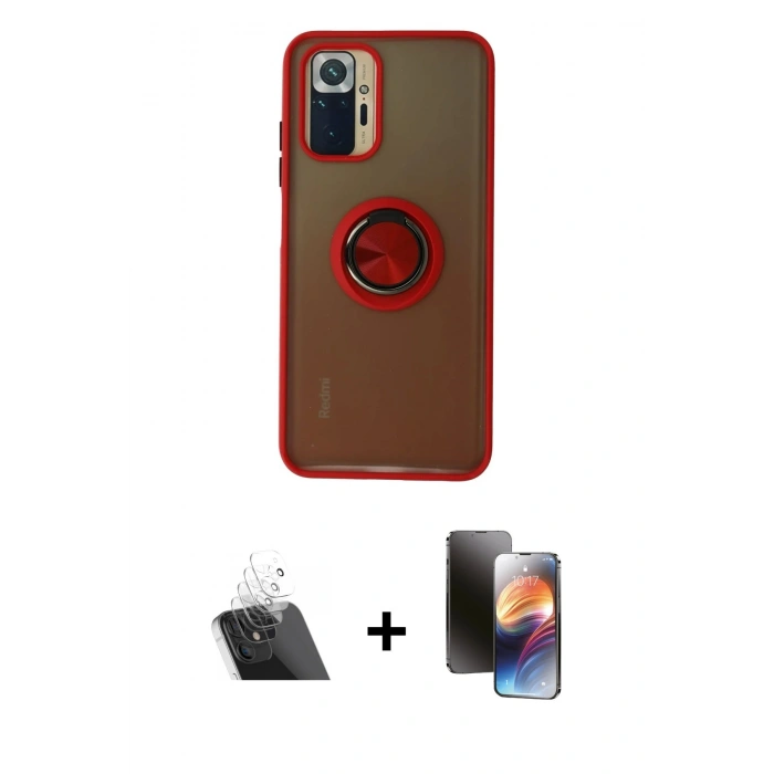 MARSİLYAN™- Redmi Note 10 Kılıf Yörünge Çizgi - Siyah 3D Antistatik Mat Seramik Nano Ekran Koruyucu + Kamera Lens Koruma Cam - SF