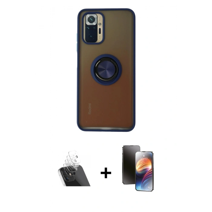 MARSİLYAN™- Redmi Note 10 Kılıf Yörünge Çizgi - Siyah 3D Antistatik Mat Seramik Nano Ekran Koruyucu + Kamera Lens Koruma Cam - SF