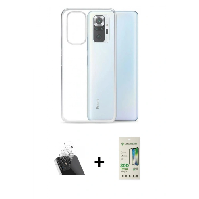 MARSİLYAN™- Redmi Note 10 Kılıf Zirve Doku - Siyah 20D Premium Cam Ekran Koruyucu + Kamera Lens Koruma Cam - SF