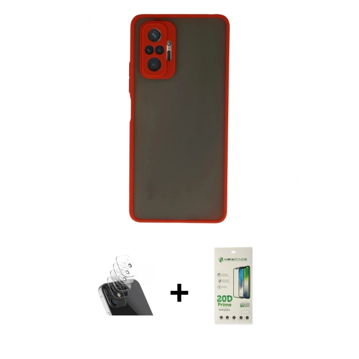 MARSİLYAN™- Redmi Note 10 Pro Kılıf Ahenk Çizgi Serisi - Siyah 20D Premium Cam Ekran Koruyucu + Kamera Lens Koruma Cam - SF