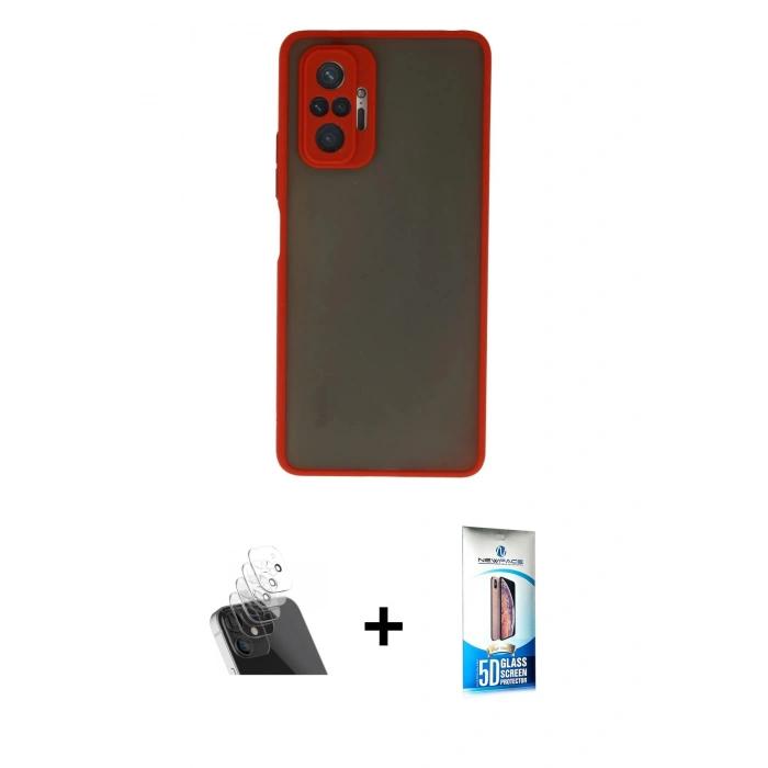 MARSİLYAN™- Redmi Note 10 Pro Kılıf Ahenk Çizgi Serisi - Siyah 5D Eko Cam Ekran Koruyucu + Kamera Lens Koruma Cam - SF