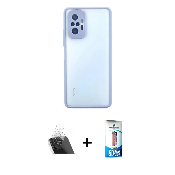 MARSİLYAN™- Redmi Note 10 Pro Kılıf Ahenk Çizgi Serisi - Siyah 5D Eko Cam Ekran Koruyucu + Kamera Lens Koruma Cam - SF