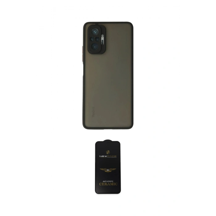 MARSİLYAN™- Redmi Note 10 Pro Kılıf Ahenk Çizgi Serisi - Siyah 6D Antistatik Mat Seramik Hayalet Nano Ekran Koruyucu