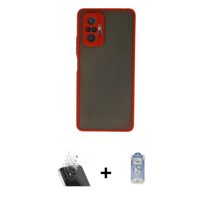 MARSİLYAN™- Redmi Note 10 Pro Kılıf Ahenk Çizgi Serisi - Siyah Joko Magic 5D Cam + Kamera Lens Koruma Cam - SF