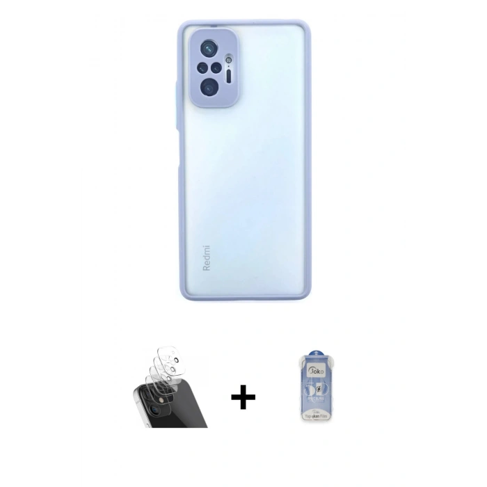 MARSİLYAN™- Redmi Note 10 Pro Kılıf Ahenk Çizgi Serisi - Siyah Joko Magic 5D Cam + Kamera Lens Koruma Cam - SF