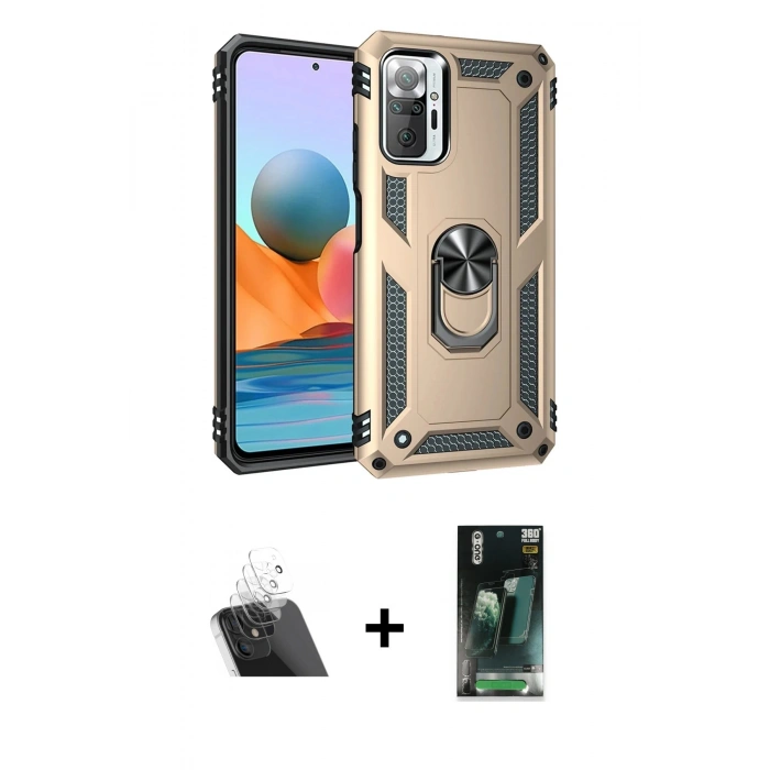 MARSİLYAN™- Redmi Note 10 Pro Kılıf Ahenk Klasik Koleksiyonu - Şeffaf 360 Full Body Arka Koruyucu + Şeffaf Kamera Lens Koruma Cam