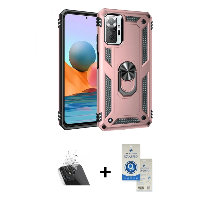 MARSİLYAN™- Redmi Note 10 Pro Kılıf Ahenk Klasik Koleksiyonu - Şeffaf Royal Nano Ekran Koruyucu + Kamera Lens Koruma Cam - SF