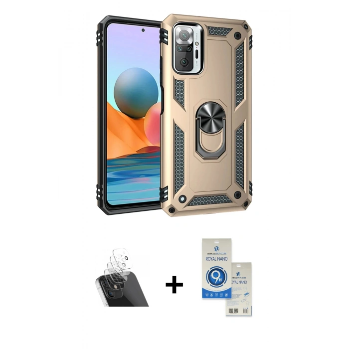 MARSİLYAN™- Redmi Note 10 Pro Kılıf Ahenk Klasik Koleksiyonu - Şeffaf Royal Nano Ekran Koruyucu + Kamera Lens Koruma Cam - SF