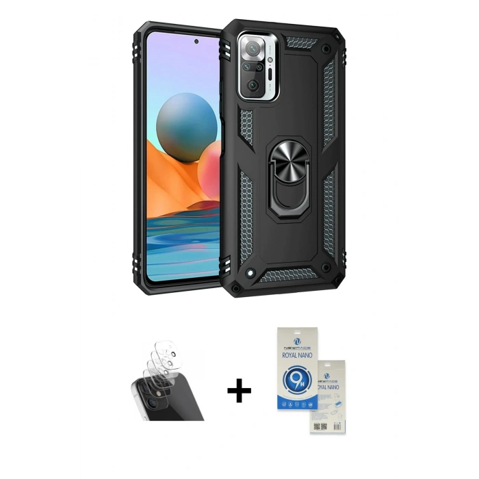 MARSİLYAN™- Redmi Note 10 Pro Kılıf Ahenk Klasik Koleksiyonu - Şeffaf Royal Nano Ekran Koruyucu + Kamera Lens Koruma Cam - SF