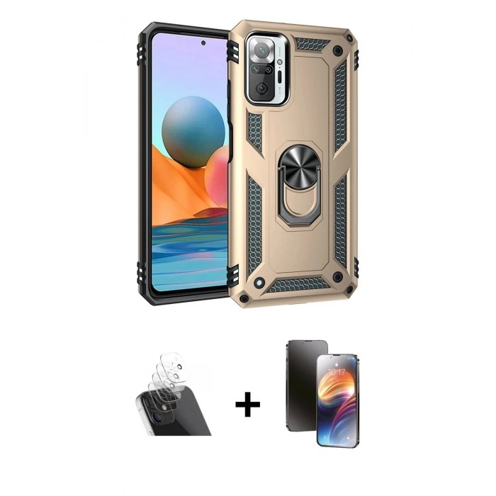 MARSİLYAN™- Redmi Note 10 Pro Kılıf Ahenk Klasik Koleksiyonu - Siyah 3D Antistatik Mat Seramik Nano Ekran Koruyucu + Kamera Lens Koruma Cam - SF