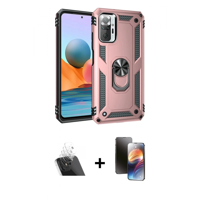 MARSİLYAN™- Redmi Note 10 Pro Kılıf Ahenk Klasik Koleksiyonu - Siyah 3D Antistatik Mat Seramik Nano Ekran Koruyucu + Kamera Lens Koruma Cam - SF