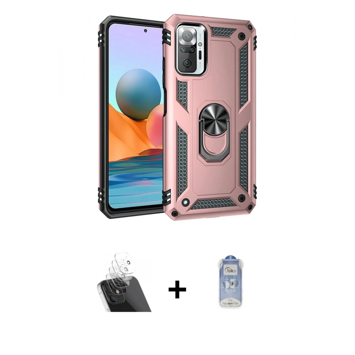 MARSİLYAN™- Redmi Note 10 Pro Kılıf Ahenk Klasik Koleksiyonu - Siyah Joko Magic 5D Cam + Kamera Lens Koruma Cam - SF