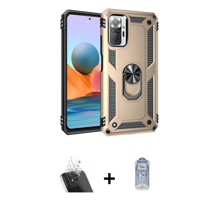 MARSİLYAN™- Redmi Note 10 Pro Kılıf Ahenk Klasik Koleksiyonu - Siyah Joko Magic 5D Cam + Kamera Lens Koruma Cam - SF