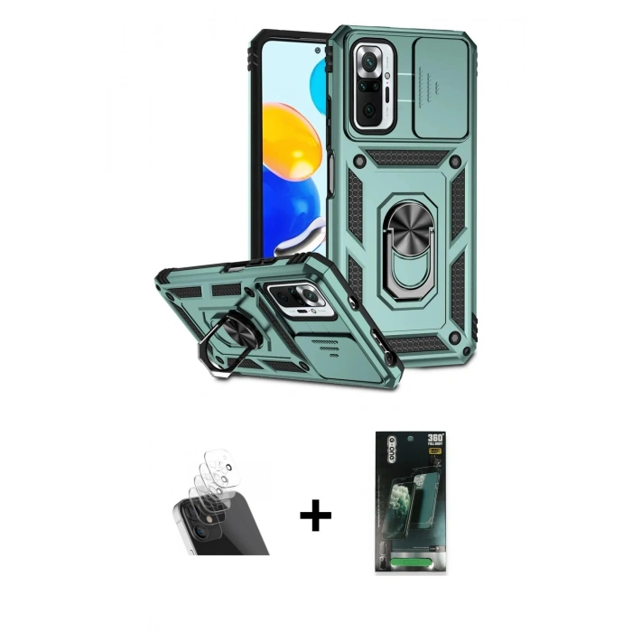 MARSİLYAN™- Redmi Note 10 Pro Kılıf Ahenk Klasik - Şeffaf 360 Full Body Arka Koruyucu + Kamera Lens Koruma Cam - SF
