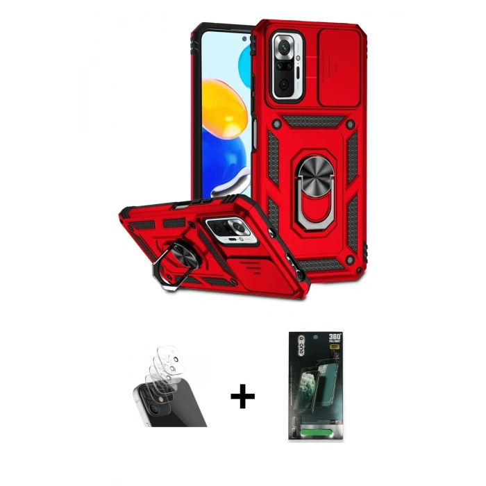 MARSİLYAN™- Redmi Note 10 Pro Kılıf Ahenk Klasik - Şeffaf 360 Full Body Arka Koruyucu + Kamera Lens Koruma Cam - SF