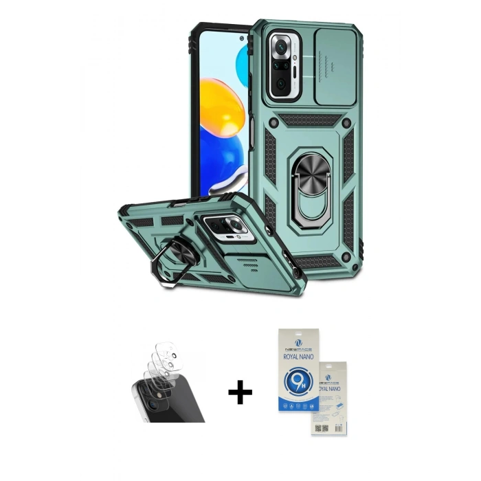MARSİLYAN™- Redmi Note 10 Pro Kılıf Ahenk Klasik - Şeffaf Royal Nano Ekran Koruyucu + Kamera Lens Koruma Cam - SF