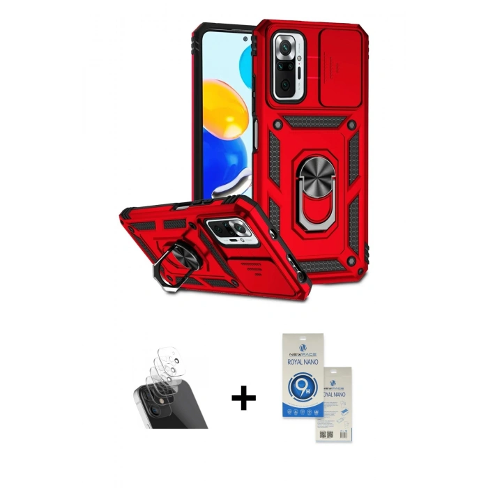 MARSİLYAN™- Redmi Note 10 Pro Kılıf Ahenk Klasik - Şeffaf Royal Nano Ekran Koruyucu + Kamera Lens Koruma Cam - SF