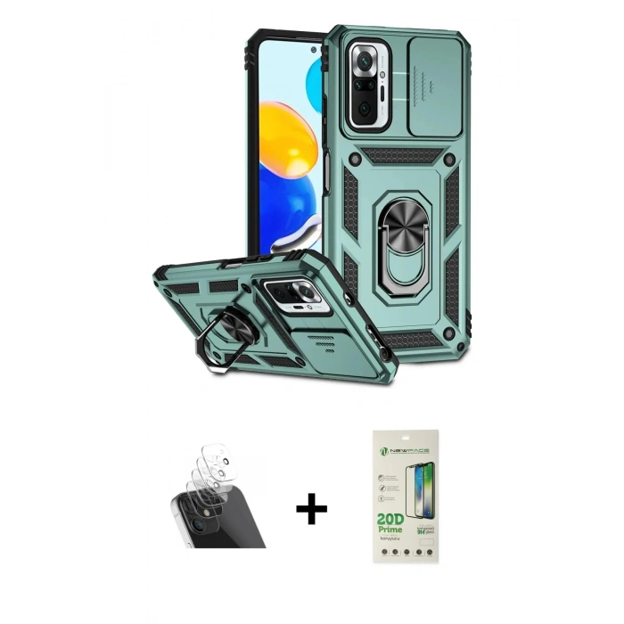 MARSİLYAN™- Redmi Note 10 Pro Kılıf Ahenk Klasik - Siyah 20D Premium Cam Ekran Koruyucu + Kamera Lens Koruma Cam - SF