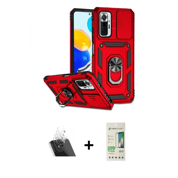 MARSİLYAN™- Redmi Note 10 Pro Kılıf Ahenk Klasik - Siyah 20D Premium Cam Ekran Koruyucu + Kamera Lens Koruma Cam - SF