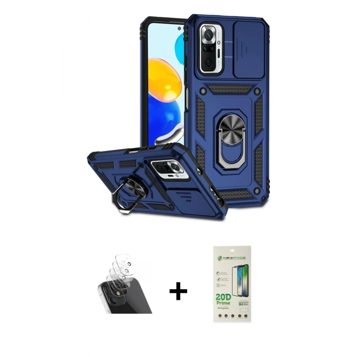 MARSİLYAN™- Redmi Note 10 Pro Kılıf Ahenk Klasik - Siyah 20D Premium Cam Ekran Koruyucu + Kamera Lens Koruma Cam - SF