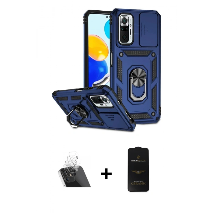 MARSİLYAN™- Redmi Note 10 Pro Kılıf Ahenk Klasik - Siyah 6D Antistatik Mat Seramik Hayalet Nano Ekran Koruyucu + Şeffaf Kamera Lens Koruma Cam