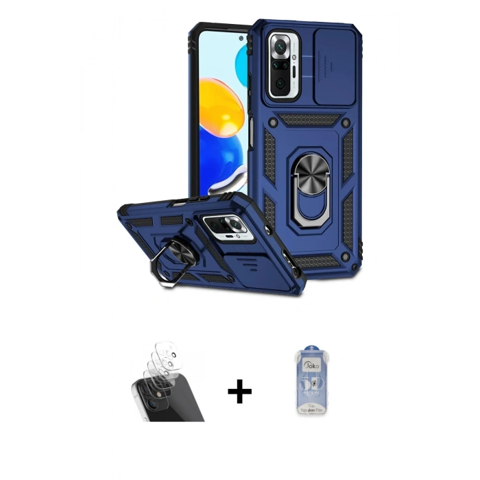 MARSİLYAN™- Redmi Note 10 Pro Kılıf Ahenk Klasik - Siyah Joko Magic 5D Cam + Kamera Lens Koruma Cam - SF