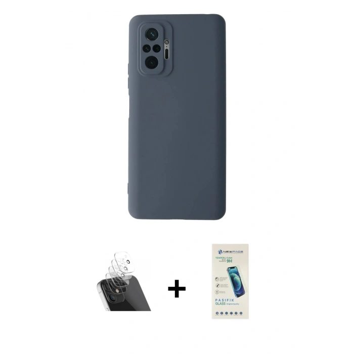 MARSİLYAN™- Redmi Note 10 Pro Kılıf Ahenk Serisi - Şeffaf Pasifik Cam Ekran Koruyucu + Kamera Lens Koruma Cam - SF