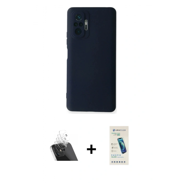 MARSİLYAN™- Redmi Note 10 Pro Kılıf Ahenk Serisi - Şeffaf Pasifik Cam Ekran Koruyucu + Kamera Lens Koruma Cam - SF