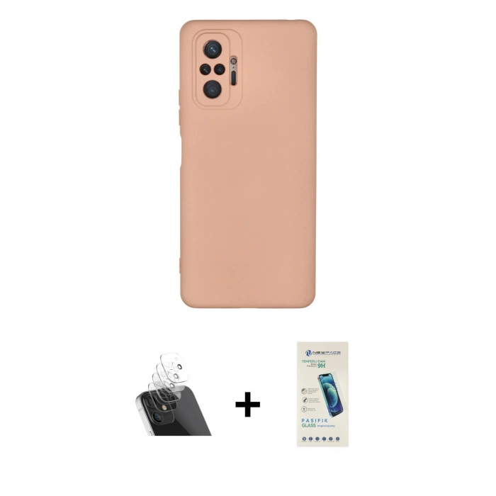 MARSİLYAN™- Redmi Note 10 Pro Kılıf Ahenk Serisi - Şeffaf Pasifik Cam Ekran Koruyucu + Kamera Lens Koruma Cam - SF