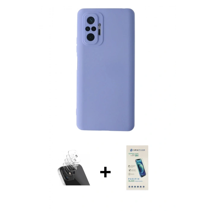 MARSİLYAN™- Redmi Note 10 Pro Kılıf Ahenk Serisi - Şeffaf Pasifik Cam Ekran Koruyucu + Kamera Lens Koruma Cam - SF